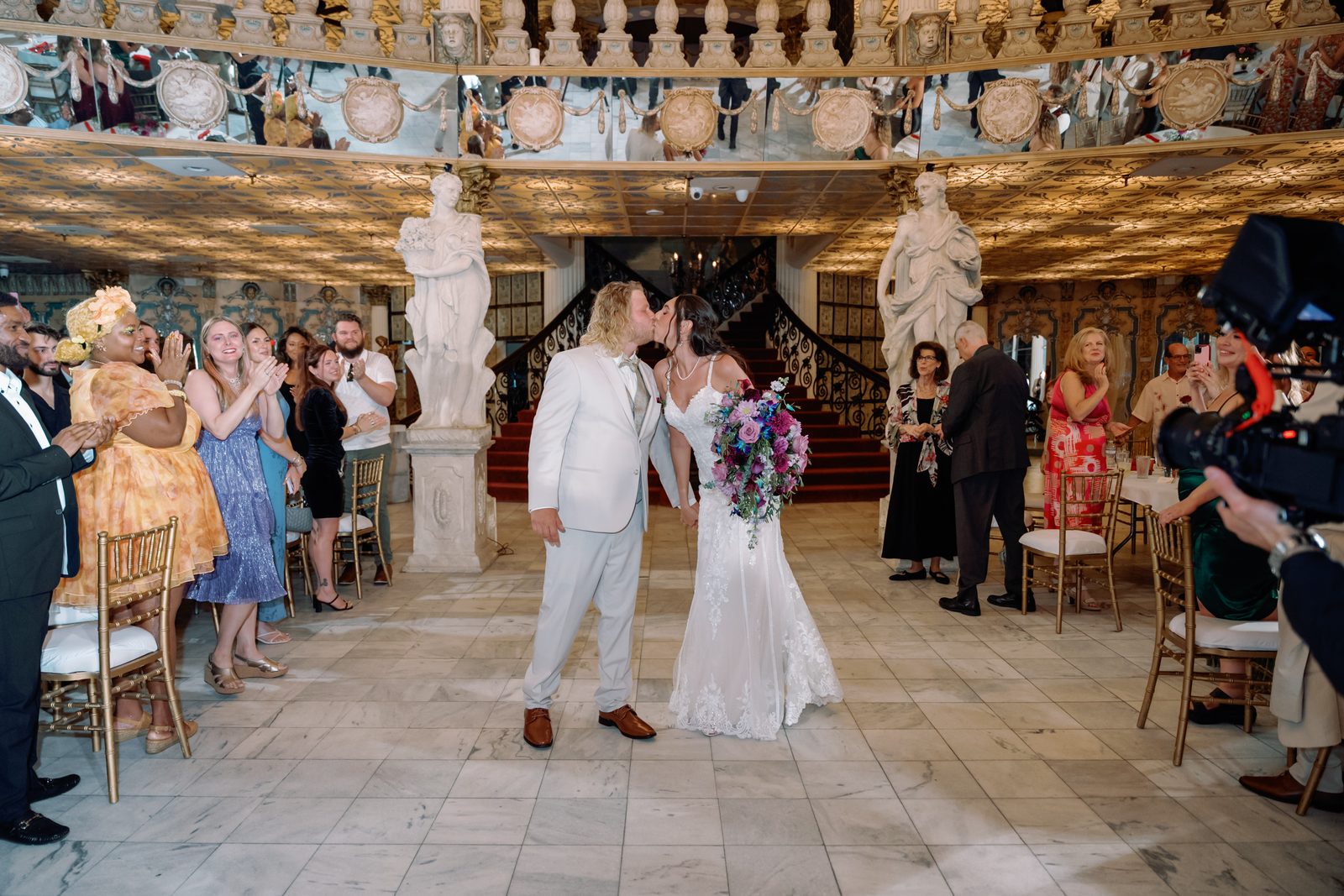 The couple's first kiss at the altar